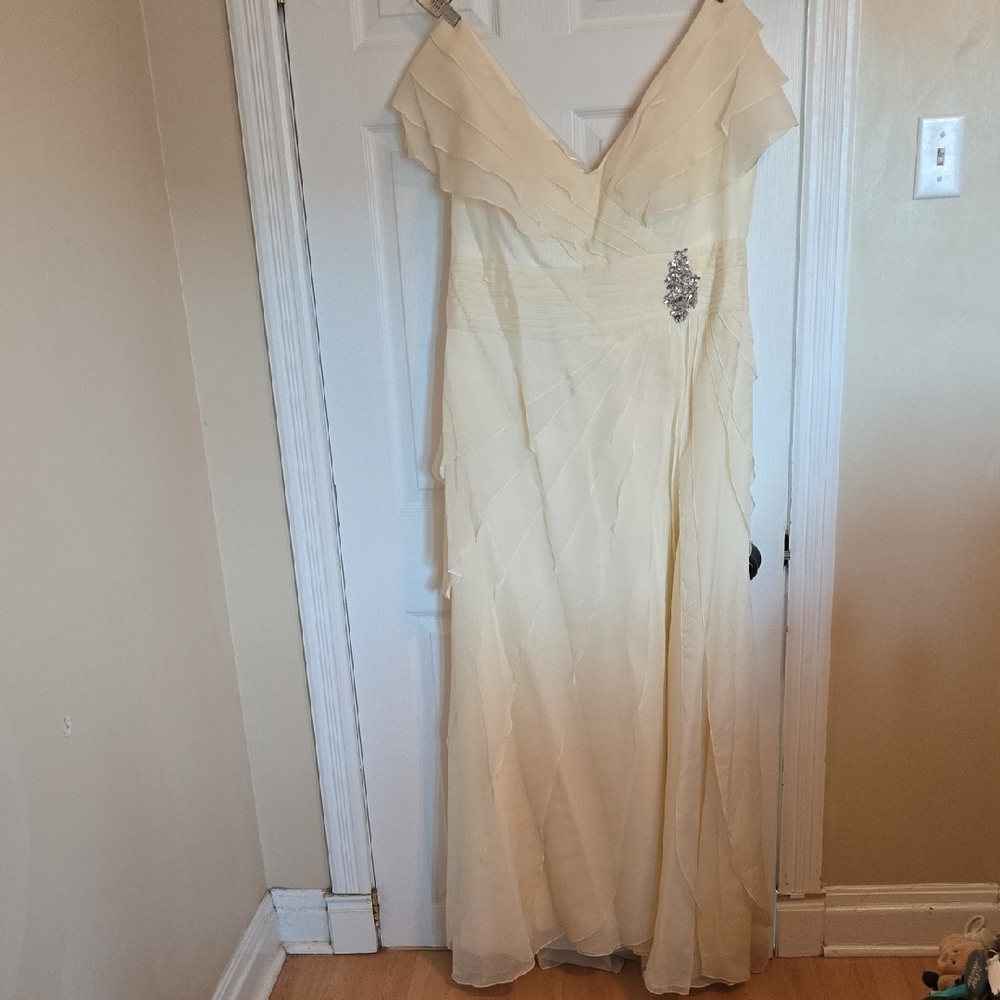 May Queen Couture Cream Maxi Wedding Gown with Rhinestone Accent
